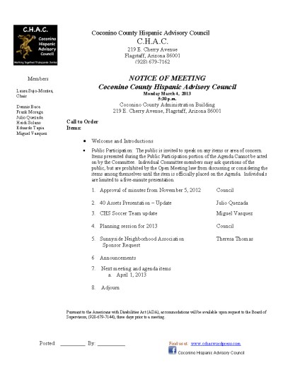 3.8.13 CHAC Agenda